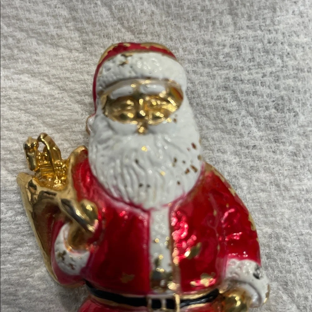 Silver Angel and Red Santa Holiday brooches